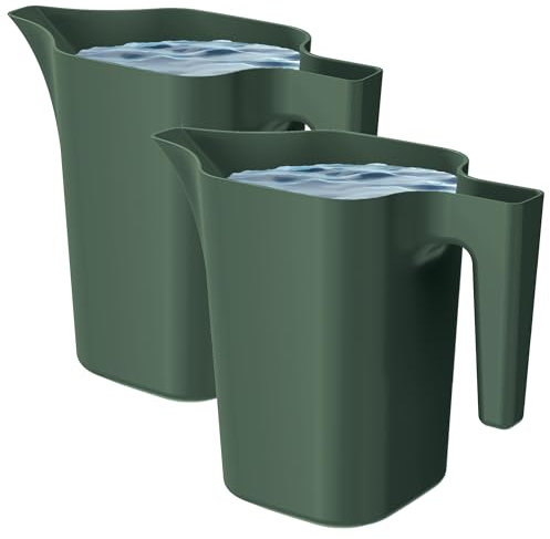 PECZEKO Gießkanne 1,8 Liter für Haus & Garten - aus robustem Kunststoff - giesskanne zur einfachen Bewässerung von Blumen, Pflanzen und zimmerpflanzen 2er-Set (2 Pack) Grüne Kiefer