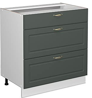 Vicco Küchenunterschrank Fame-Line, Grün-Gold Landhaus, 80 cm