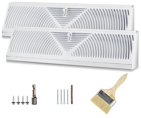 JUYO VONSAN 5 Pack 18 Inch Baseboard Register Vent Cover Grill Floor Wall Baseboard Diffuser Corner Vent Cover (5)