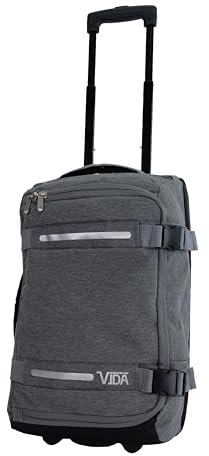 Valise Trolley Cabine Souple Vida VT607,2 Roullettes Multi Sangles d'attache (Gris chiné (Grey), S-Cabine 55x32.5x20cm -34L)