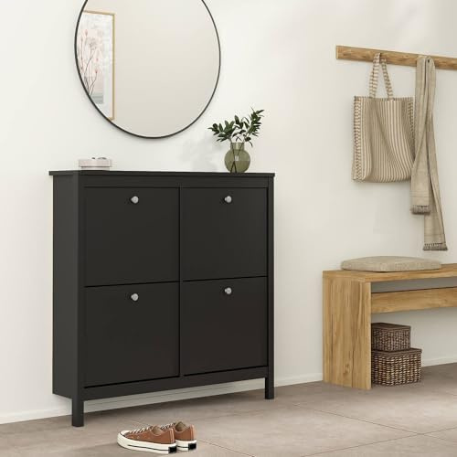 Dmora - Schuhschrank Laurence, Schuhregal, Mehrzweck-Eingangsgarderobe, Möbel für Schuhe, 103x25 h103 cm, Schwarz