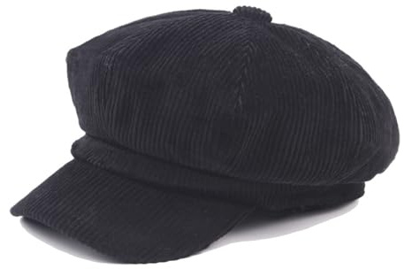 GIBZ Unisex 8 Panel Cord Newsboy Mütze Warme Barett mit Krempe | Flatcap für Winter Einfarbig Verstellbare Vintage Schiebermütze