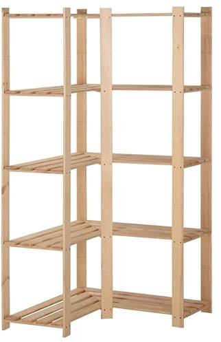 NQJIBUE Home Garden Eckregal mit 5 Ebenen, 82,5 x 82,5 x 170 cm, massives Kiefernholz