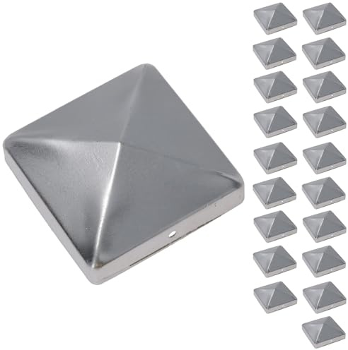 Metal Fence Post Caps for Fence Posts 75mm x 75mm Protector Cover Silver 20pc