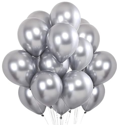 DazzJoy 20 Stück Metallic Luftballons Silber,Geburtstagsdeko Silber Ballons,10 Zoll Helium Luftballons für Silberhochzeit Deko,Luftballon Geburtstag,Partydeko Luftballon