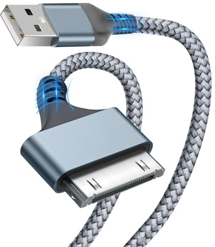 Vrllinking Cable de carga USB de 30 pines, carga rápida y sincronización, cable trenzado de nailon compatible con iPhone 4/4S/3G/3GS, iPad 1/2/3, iPod Touch 4/3/2/1, Classic/Nano para dispositivos de