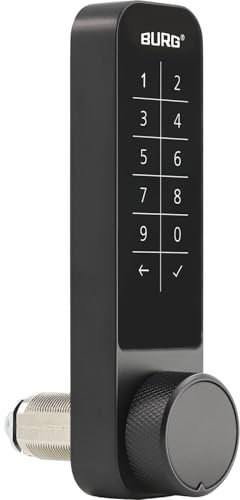 Burg Elektronisches Zahlenschloss für Möbel, ideal als Spindschloss mit Code, schwarz