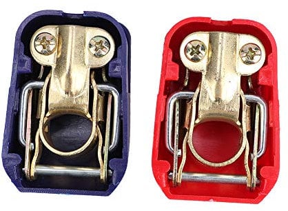 RIZGHWOY Car Boat Motorhome Arrow Storage Box/Cover Battery Terminals Clamps Connector Durable for Caravan, Copper Plastic 1 Pair