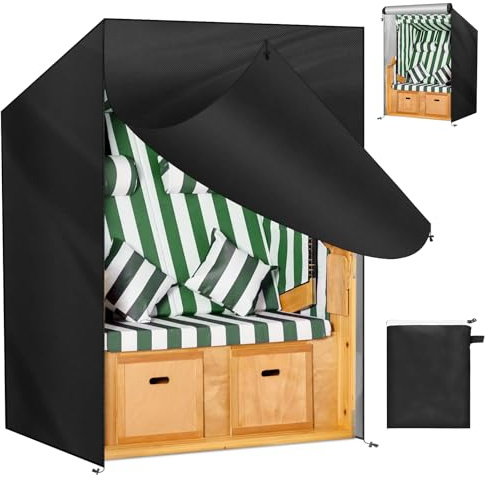 OFFCUP Strandkorb Schutzhülle 210d Oxford Strandkorbhülle mit Belüftungsöffnungen Strandkorb Abdeckung mit Kordelzug, Wasserdicht Wetterfest Winddicht und UV-Beständig Schwerlast(135x105x175/140cm)