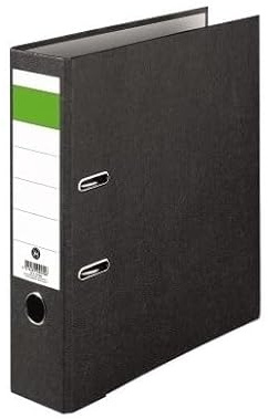 IC-Office 1er Pack Ordner A4 8cm breit schwarz Aktenordner Ringordner Briefordner Büroordner Schlitzordner Blauer Engel grüner Balken für Schule Studium Büro HomeOffice bis 600 Blatt
