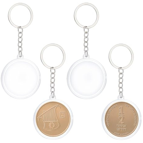 NICENEEDED 4 Porte Monnaie Porte Clés 1.57 étui Souvenir Transparent Rigide pour Pièces de Monnaie Porte Clés Rond en Plastique pour Médaillons et Souvenirs de Collection