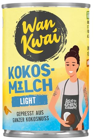 Wan Kwai Kokosmilch, light aus gepresstem Kokosfleisch und Wasser, 6er Pack (6 x 400 ml Dose)