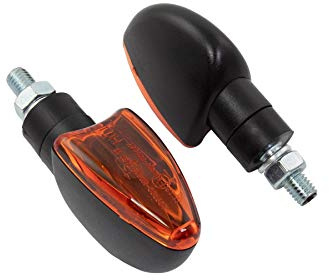 Motorcycle Short Stem Mini Spear Indicators With Black Body Amber Lens