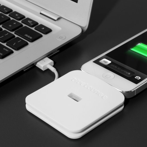 BlueLounge Rolio Mini Dock Lightning avec Enrouleur de Cable pour iPhone, iPod Touch, iPad et iPad Mini Blanc