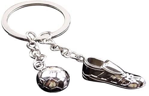 Sportigo ® Fußball Schlüsselanhänger Fußballschuh mit Ball/Fussball Fußballer Fußballspieler Fan Geschenk Geschenkidee