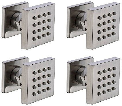 Juego de ducha de latón macizo cuadrado para masaje de ducha con pulverizador lateral en la pared, acabado en níquel cepillado