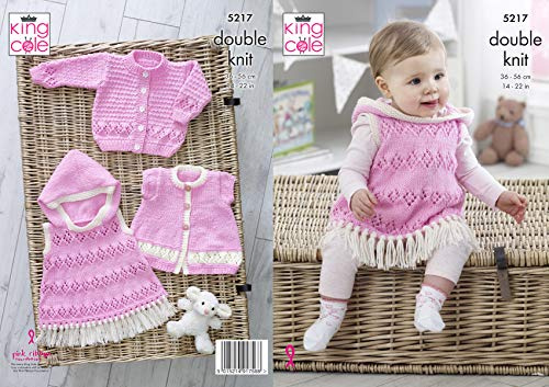 King Cole 5217 Knitting Pattern Baby Cardigans and Top in Cherished DK