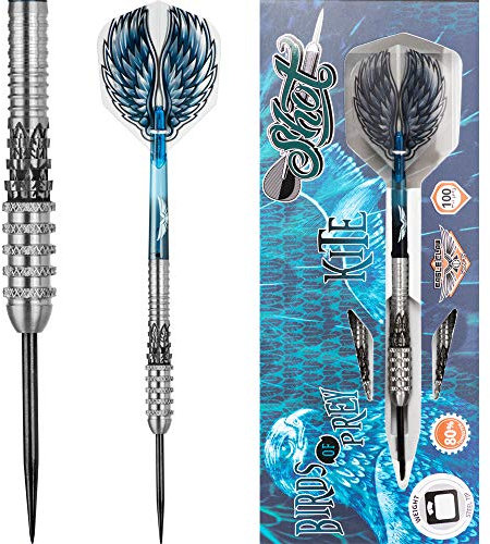 Birds of Prey Kite Steel Tip Dart Set | 80% Tungsten Barrels | Steeltip Darts mit Schäften und Flights | Präzision und Kontrolle | 25 Gramm