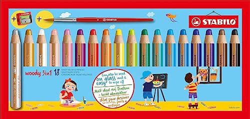 Aquarellfarbstift woody 18 ST mit Spitzer und Pinsel Stabilo (2er Pack)