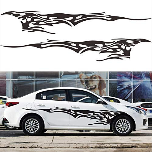 VRockefeller 2pcs Car Styling Sticke Beide Seiten Körper - Feuer Flamme Aufkleber Auto Persönlichkeit Racing Vinyl Motorhaube Aufkleber wasserdicht Autoaufkleber (110 * 16inch)