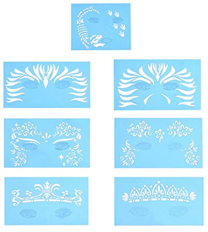 7 Stück/Set Gesichtsfarbe Schablonen, Körper & Gesicht wiederverwendbare Malvorlage Make-up Tattoo Design Werkzeuge für Rollenspiele, Kostümball, Karneval, Halloween, Weihnachten