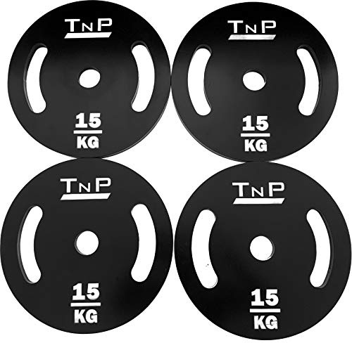 TnP Distribution Solid Steel 2 Olympic Weight Plates Disc 15KG Quad Hammertone for Dumbbell Barbell Bar Weights Set