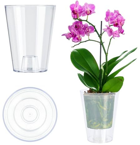 KADAX Flowerpot, Slim Orchid Pot, semplice fioriera, secchio di fiori per orchidea, erba da ragazzo, margherita, roba per cucina e soggiorno (⌀ 12 cm, rotondo, trasparente)