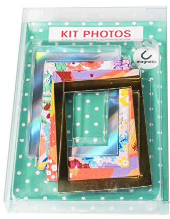 Exacompta 12352E 4er Pack Bilderrahmen mangetisch passend für die magnetische Fotoleine 12353E. Perfekt für Fotos und Bilder zum selbstgestalten und Aufhängen bunt