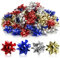 COM-FOUR® 100x Geschenkschleife in tollen Farben - selbstklebende Fertigschleife zur Dekoration von Geschenken zu Weihnachten und Hochzeiten (100 Stück - Glanz - 4 Farben)