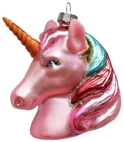 Generisch Einhorn Pferd Pony pink Weihnachtsbaumkugel Glas Christbaumschmuck Weihnachten 4