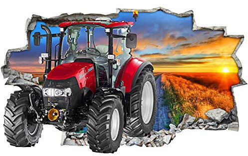 CSCH Wandtattoo Roter Traktor Feld Sonnenuntergang Himmel Wandkunst Aufkleber Aufkleber Vinyl Zimmer
