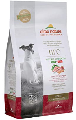 almo nature HFC Adult Dog XS/S 100% Frisches Schweinefleisch- Komplett-Trockenfutter für ausgewachsene Hunde Kleiner Rassen 1.2 Kg
