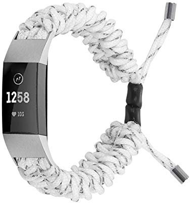TopTen Uhrenarmband kompatibel für Fitbit Charge 2, Nylonseil, Ersatz-Zubehör, verstellbares Armband (weiß)
