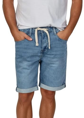 riverso Jeans Shorts Herren Stretch Kurz Kordelzug Regular Fit RIVPaul | Kurze Hosen Bermuda Shorts Sommer Denim Einfarbig Schwarz Blau Grau 30 31 32 33 34 36 38 40 42 44 46