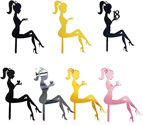 MiaLover 14 Stück High Heel Girl Cake Topper Zarte Acryl Kuchen Picks Dame Silhouette Kuchendekoration Kuchen Aufsatz Topper Tortenstecker Deko für Hochzeit Engagement Hochzeitsfeier Geburtstagsfeier
