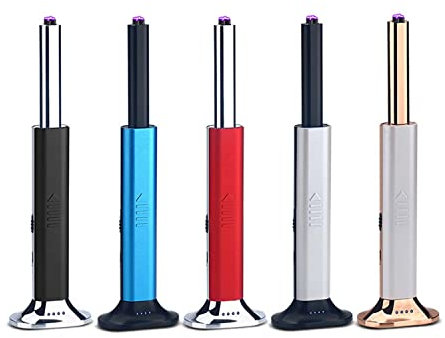 Juego de 6 Mecheros Encendedor de Plasma de Doble Arco con Mango Largo, Encendedor Eléctrico Recargable USB para Velas, Parrilla, Camping, Cocina
