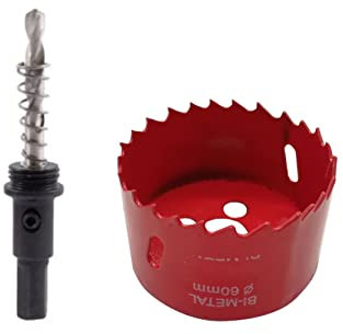 TUNEZ® Lochsäge M42 Bi-Metall Lochschneider Set mit Sechskant Dorn und Zentrierung Metallbohrer Lochsäge Kit für Holz Metall Gipskarton Eisenblech Rohr Kunststoff (60 MM)