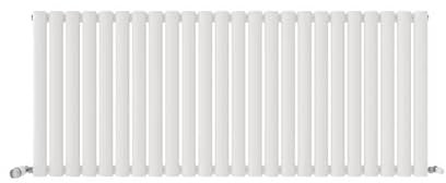 Horizontal Single Oval Panel Radiator Matt White 600x1440mm Thermostatic Angled Valve