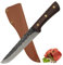 Fubinaty couteau de chef forgé à la main cuisine couteau à désosser acier à haute teneur en carbone en plein air camping pêche couteau de chasse avec étui en cuir et Wenge manche en bois