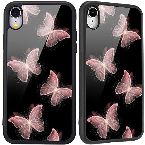 Idocolors Compatible with iPhone XR Case Butterfly for Girls Women, Hard Back Cover with Cute Animal Design Soft TPU Bumper Protective Phone Case for iPhone XR