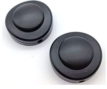 Set 2 Interruttori a pedale nero rotondo per piantane e lumi - 250V - 2A - Diametro 65mm