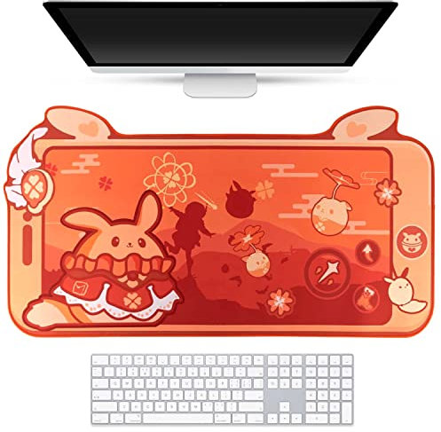 BelugaDesign Klee Schreibtischunterlage | Dodoco Niedliches Ei Orange großes Mauspad | Anime Videospiel Tastatur Gaming Mousepad | Rutschfester Schreibtischunterlage-Schutz aus Gummi