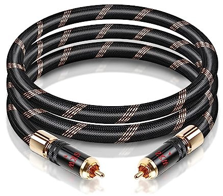 SKW Cavo coassiale digitale RCA, cavo per subwoofer S/PDIF RCA con design autobloccante, per suono surround stereo 5.1, amplificatore, sistema stereo, sistema Hi-Fi, OD: 8 mm - 3m