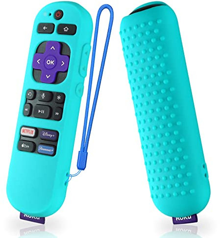 Silikonhülle für Roku Express 4K+ Sprachfernbedienung RCA1R, Roku Voice Remote Cover RC-GZ1 Roku Streaming Stick 4K Silikonhülle mit Umhängeband (Mint)