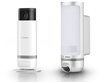 Bosch Smart Home Set di videocamere di sorveglianza intelligenti, 1x videocamera interna II, 1x videocamera esterna