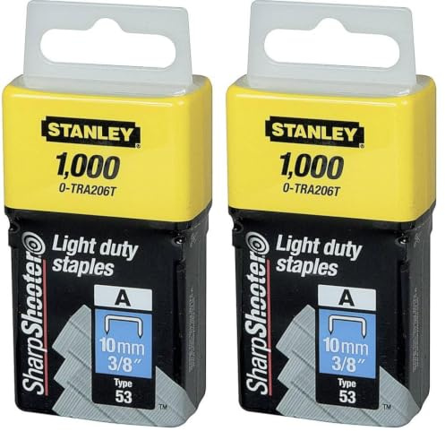 Stanley 1-TRA206T 10mm A-Type Light Duty Staples (1000 Pieces) (Pack of 2)
