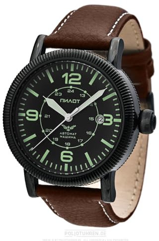 Strela Pilot 43mm Automatik Militär Fliegeruhr mechanisch B-Uhr militär Borduhr IP-Black