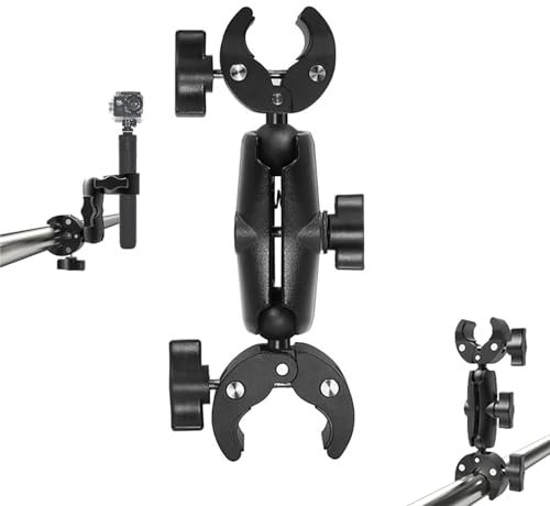 TEKCAM Camera Mount Clamp, Super Clamp Mount Bracket with Double Ball Head for Motorbike, Bike, Light Stand, Tripod Reflector, Selfie Stick, Bike Handlebar, Go pro
