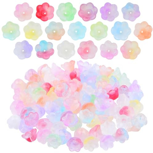 100 cuentas de cristal checo con forma de flor de trompeta, colores mezclados, cuentas de vidrio sueltas con forma de campana, accesorios para hacer joyas, proyectos de abalorios, regalos