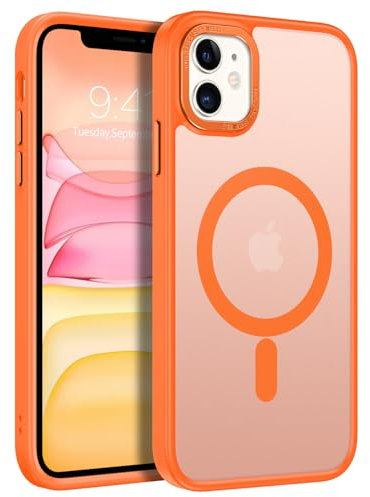 BENTOBEN iPhone 11 Magnetic Case, Translucent Matte Slim Shockproof Anti-Fingerprint Protective Cover for iPhone 11 6.1'' Orange